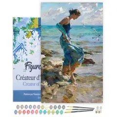 Figured'Art Paint by Numbers for Adults with Frame Feet in water during Summer 16"x20" - Craft Art Painting DIY Kit Canvas Already Stretched on a Wooden Frame