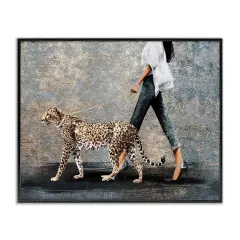 Stupell Industries Trendy Woman with Leopard Framed Giclee Wall Art Design by Svetlana Aleynikova