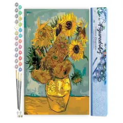 Figured'Art Paint by Numbers for Adults Van Gogh - Sunflowers 16"x20" - Craft Art Painting DIY Kit Rolled Canvas without frame