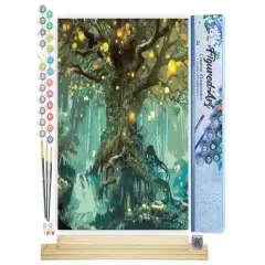 Figured'Art Paint by Numbers Kit for Adults Fairy tree 16"x20" - Craft Art Painting Rolled Canvas with DIY wooden frame