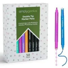 Simply Genius Cool Markers & Pattern Pens - Cute Stuff for School - Set of 10 with 5 Designs - Curve Highlighter Pen Set for Girls and Boys - Great Gift Idea - Fun Pens for Art & Scrapbook Supplies