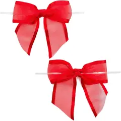 Red Organza Bow Twist Ties for Favors and Treat Bags (1.5 Inches, 36 Pack)
