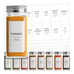 Talented Kitchen 140 Minimalist Spice Jar Labels - Preprinted Seasoning Stickers for Herb Bottles, Spice Rack, Pantry Organization (Black Print on White Matte Backing)