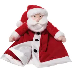 Bearington Baby Santa Snuggler, 15 Inch Plush Christmas Santa Claus Security Blanket Lovey for Babies, For Ages 0-3 Red