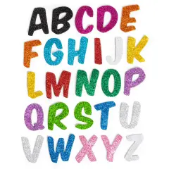 Glitter Foam Alphabet Letter Stickers for Kids, Self Adhesive, A-Z in 13 Colors (130 Pieces) Multicolor