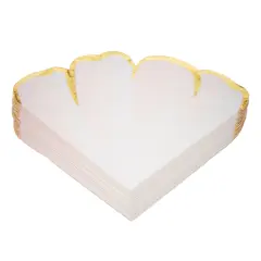 BLUE PANDA 50 Pack Pink & Gold Petal Floral Paper Napkins, 6.25x6 Inches, Scalloped Napkins for Birthday, Wedding, Bridal Shower, Tea Party & More