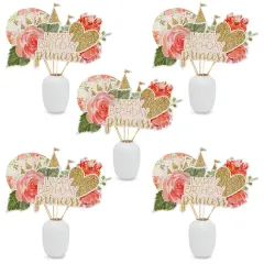 30 Pieces Princess Birthday Party Decorations, Baby Shower Table Decorations Center Sticks Table Toppers Pink