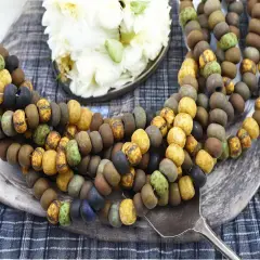 33/0 Aged Matte Caribbean Striped Picasso Seed Bead Mix (9" Strand)