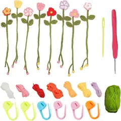 Crochet Kit for Beginner with 8 Flower Bookmarks