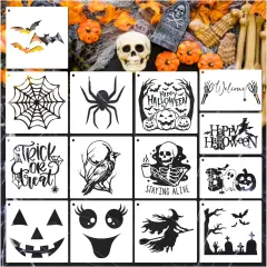 14 Pieces Halloween Stencils Reusable, 7.9 Inch,(Painting)