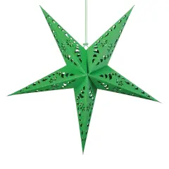In the Breeze 9178 &mdash; Green Paper Star Lantern &mdash; Hanging Party and Home D&eacute;cor with Painted Gold Accents &mdash; Handmade, Dyed Paper