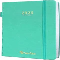 2025 Daily Planner/Calendar, One Page Per Day, Daily Monthly Agenda Planner with Time Slots and Monthly Tabs, Jan - Dec 2025, 5.7" x 8.25" Appointment Book, Leather Cover (2025-Lake Green)