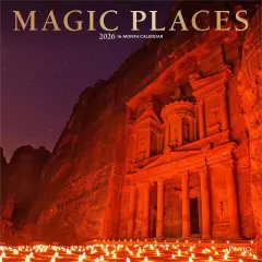 Magic Places | 2026 12 x 24 Inch (Hanging) Monthly Square Wall Calendar | Foil Stamped Cover