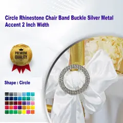 Circle Rhinestone Chair Band Buckle Silver Metal Accent 2 Inch Width
