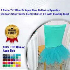 1 Piece Tiff Blue Or Aqua Blue Ballerina Spandex Chiavari Chair Cover Sleek Stretch Fit with Flowing Skirt