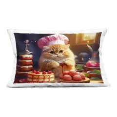 Stupell Industries Fluffy Baker Cat Indoor Pillow, 14 x 7 x 20