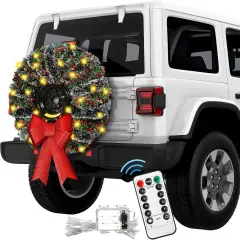 6 Pcs 98.4 ft Christmas Garland Car Spare Tire Decoration Car Wreath with Light