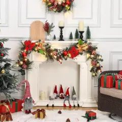 6 feet Pre-Lit Christmas Garland with Lights for Mantle, Lighted Battery Operated Xmas Garland