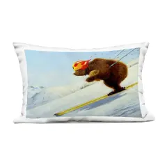 Stupell Industries The Heist Skiing Bear Outdoor Pillow, 14 x 7 x 20