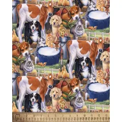 Animals on the Farm Cotton Fabric | By the Yard | Sewing and Crafting | 44 inches wide