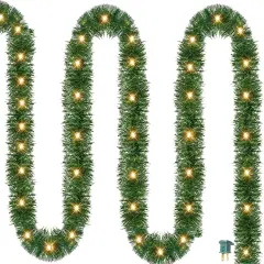 15 FT Prelit Artificial Christmas Garland with 35L Mini String Lights
