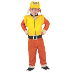 Boys Paw Patrol Rubble Costume Jumpsuit Hat and Pup Pack