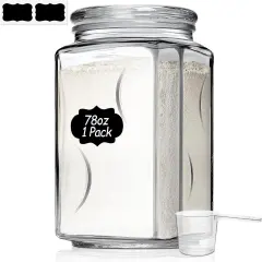 Glass Jars with Lids 78oz, Large Glass Storage Containers with Lids, Flour Sugar Storage Containers, Half Gallon Glass Containers for Kitchen Storage and Laundry Room Organization, Set of 1