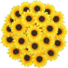 32pcs 3.5" Summer Artificial Sunflowers &ndash; Vibrant Silk Flowers Floral Arrangements