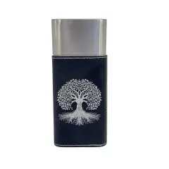 Cigar Case with Cutter - Celtic Tree of LIfe - Leather Black/Silver