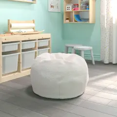 Emma and Oliver Small Bean Bag Chair for Kids and Teens Natural Sherpa
