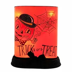 Stony Creek 6.0 Inch Vintage Halloween Oval Vase W/Base Halloween Lighted Glass Accent , Halloween Decor Halloween Electric Vintage-Looking PUMPKIN