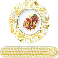 100 Pcs Disposable Gold Foil Placemats 13 Inch Round Place Mats Gold Table Mates Decorative Mesh Paper Table Doilies Metallic Thin Table Runner
