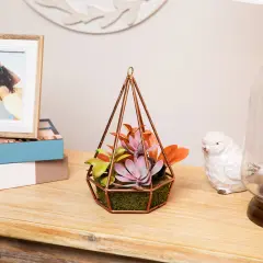 Northlight Artificial Succulents Arrangement in 6-Sided Wire Frame - 9" Green