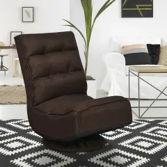 5-Position Folding Floor Gaming Chair with 360 Degrees Swivel Base Suitable for Any Room Brown