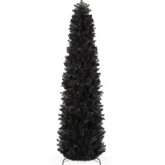 Best Choice Products Black Artificial Holiday Christmas Pencil Tree w/ Metal Base