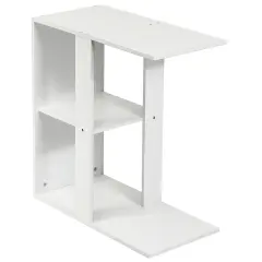 Costway 3-tier Side Table W/Storage Shelf Space-saving Nightstand White