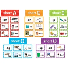 Short Vowels Pocket Chart Cards, 205 Pieces