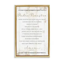 Stupell Industries Padre Nuestro Oraci&oacute;n Framed Floater Canvas Wall Art Gold Floater Frame