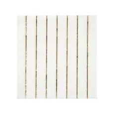 Gold Stripe Simply Solids Beverage Napkin - Elegant Metallic Design
