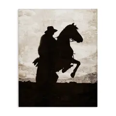 Stupell Industries Rearing Horse & Cowboy Canvas Wall Art Design by Kim Allen