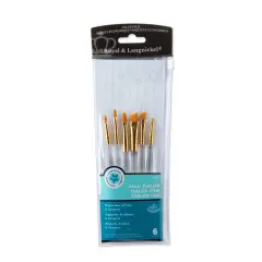 RSET-9171 | 6pc Golden Taklon Short Handle Filbert/Angular Brush Set