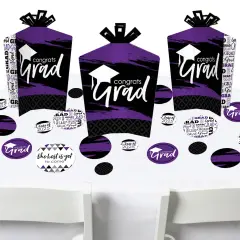 Big Dot of Happiness Purple Grad - Best is Yet to Come - 2025 Purple Graduation Party Decor and Confetti - Terrific Table Centerpiece Kit - Set of 30
