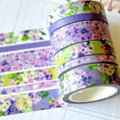 Purple Hydrangea Spring Floral Washi Tape Set April 2025 - W130