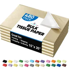 Tissue Paper for Gift Bags - 15" x 20"Bulk Tissue Paper Dark Blue 480 Sheets - 10lb Newsprint for Packing, Birthday Gift Box Filler, Packing Supplies for Moving SuppliesGold