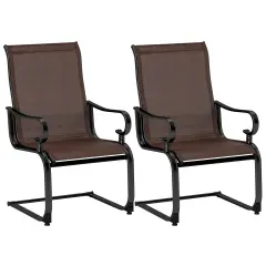 Costway Set of 2 Patio Chairs C-Spring Motion Chairs with Quick-drying & Breathable Fabric