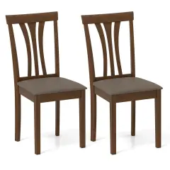 Costway Dining Chairs Set of 2/4 Linen Fabric Dining Room Chairs with Hollowed Backrests