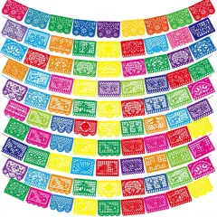 10 Pack Mexican Party Banners Total 170 Feet, Paper Picado Banner Mexican Party Decorations