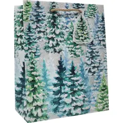 Pack/6: Snowy Trees Gift Bag - 8 x 4 x 10"