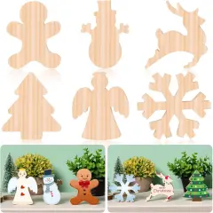 12 Pcs Unfinished Christmas Wooden Cutouts