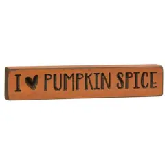 I Heart Pumpkin Spice Fall Wood Block Sign for Shelf or Table Decor
